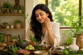 Illustrative skin and hair wellness image
