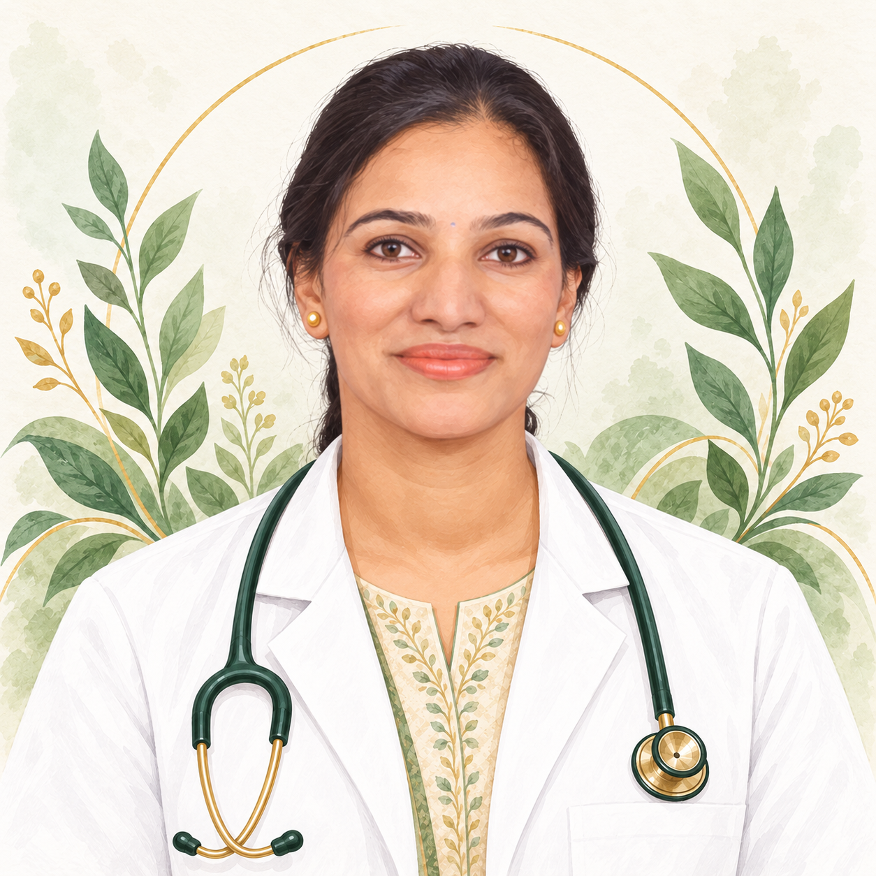Illustrated portrait of Dr. Pratibha Sharma